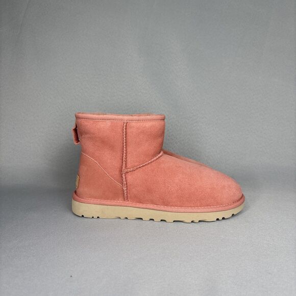 New Womens UGG Australia Boots Sz 8 Classic Mini Pinkish Red (Clay Pot) Booties - Picture 2 of 15